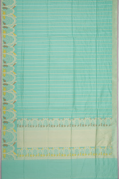 Banarasi Silk Vertical Lines Sea Green Saree