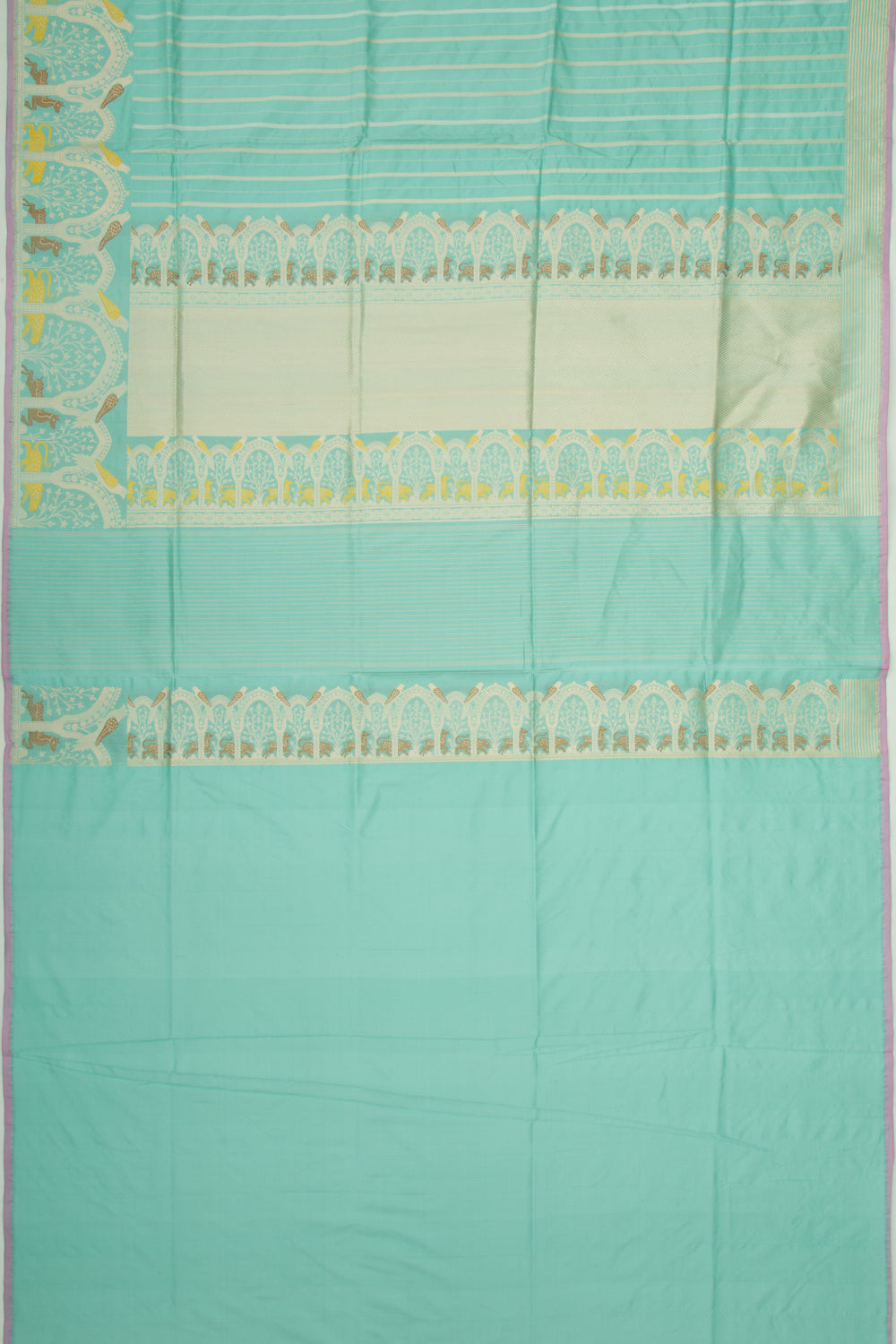 Banarasi Silk Vertical Lines Sea Green Saree