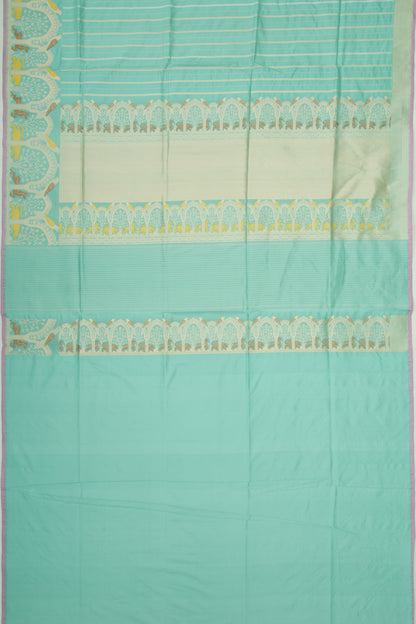 Banarasi Silk Vertical Lines Sea Green Saree