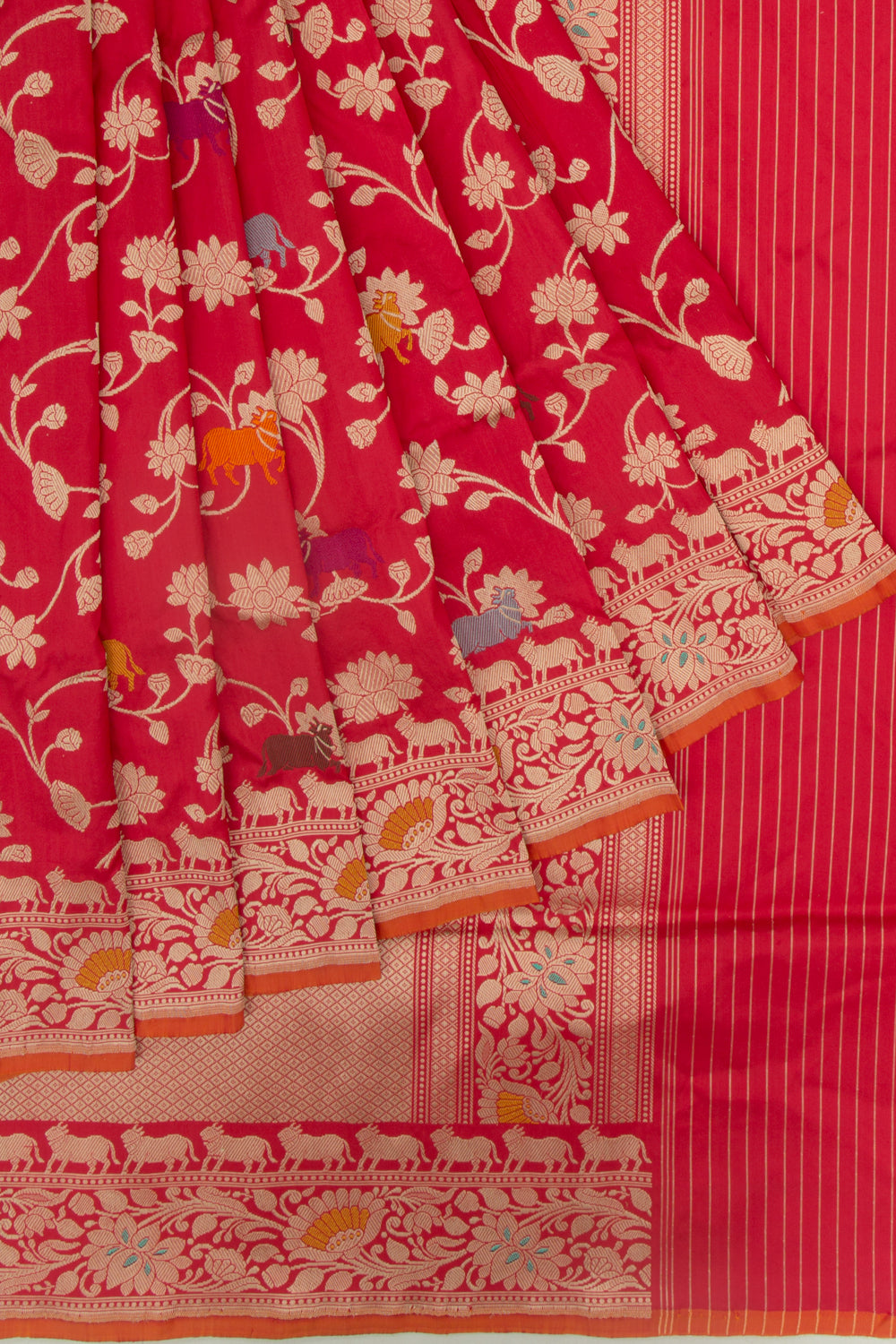 Banarasi Silk Jaal Red Saree