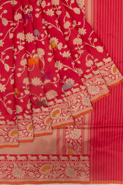 Banarasi Silk Jaal Red Saree