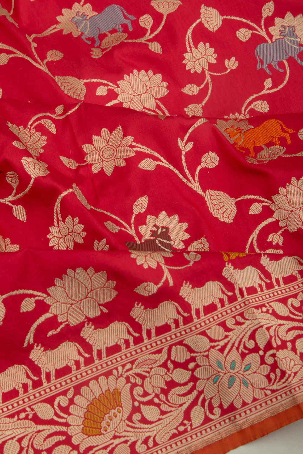 Banarasi Silk Jaal Red Saree