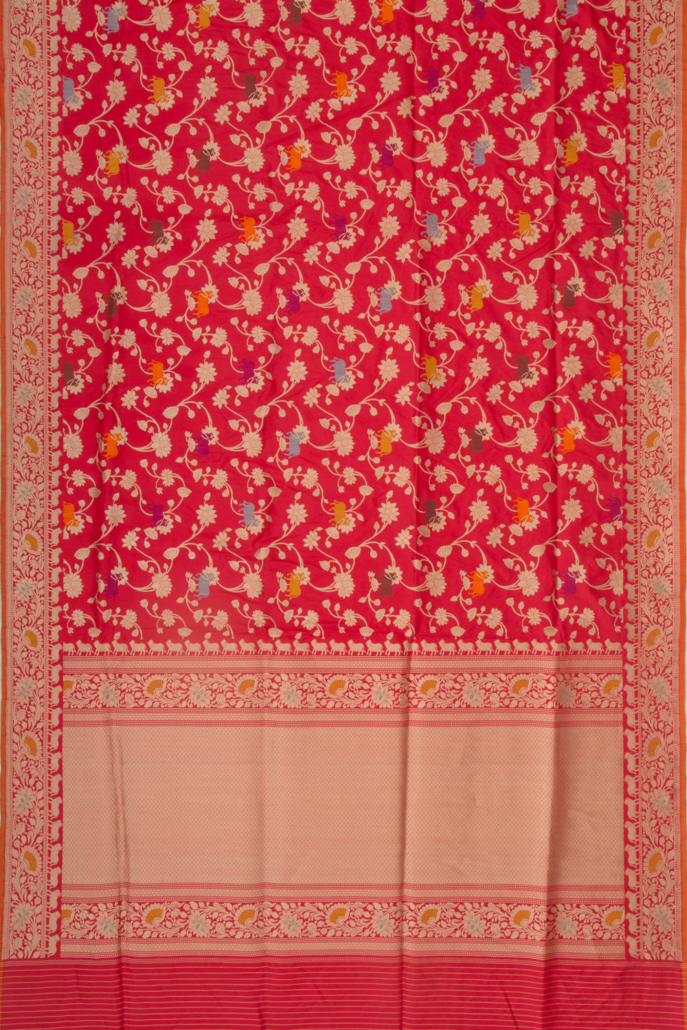 Banarasi Silk Jaal Red Saree