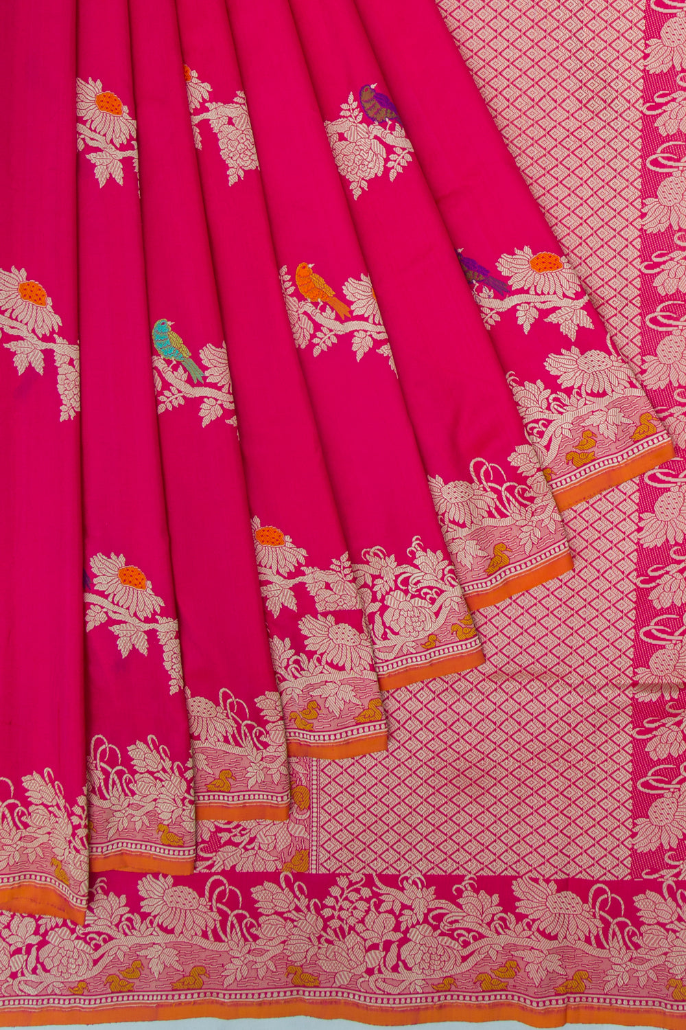 Banarasi Silk Kadwa Jaal Pink Saree