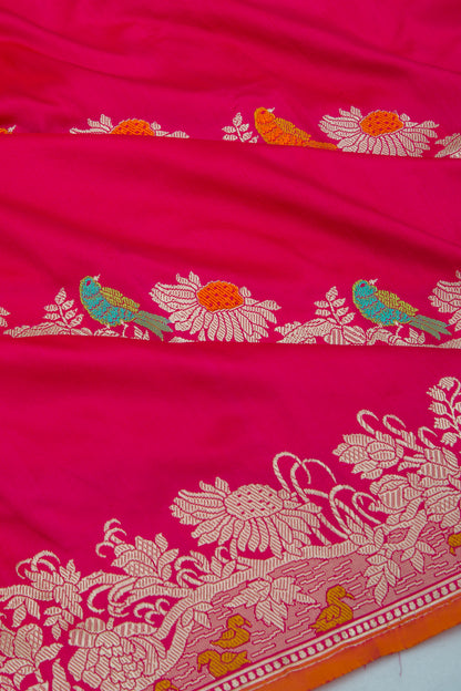 Banarasi Silk Kadwa Jaal Pink Saree