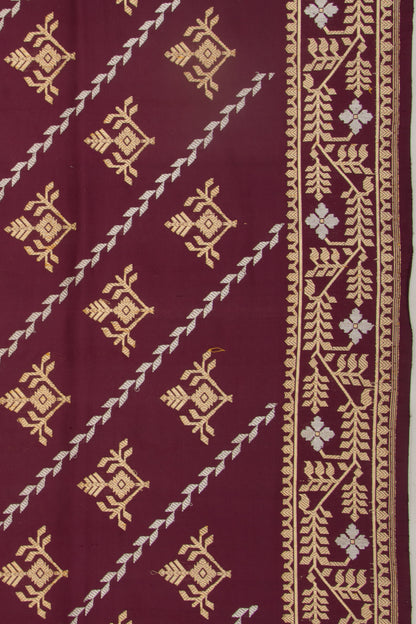 Banarasi Silk Lines And Butta Brown Saree