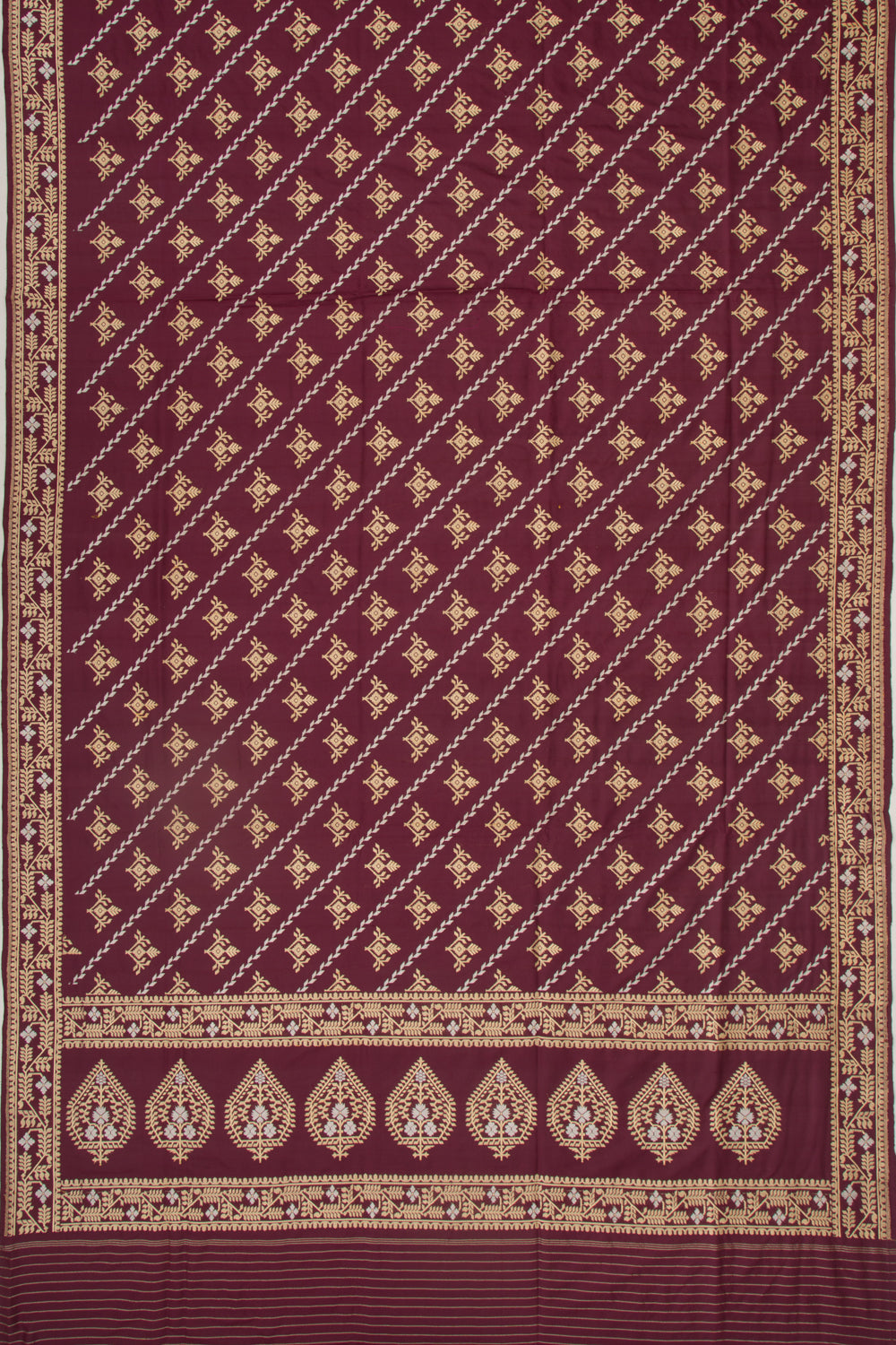 Banarasi Silk Lines And Butta Brown Saree