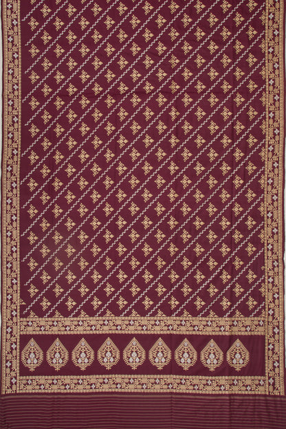 Banarasi Silk Lines And Butta Brown Saree