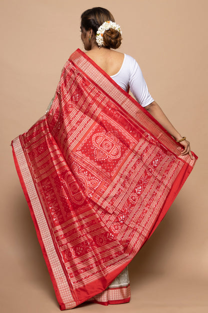 Sambalpuri Silk Ikat Grey Saree