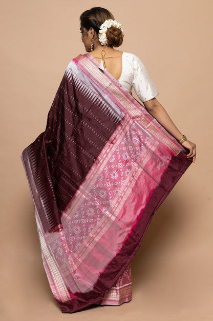 Sambalpuri Silk Ikat Brown Saree