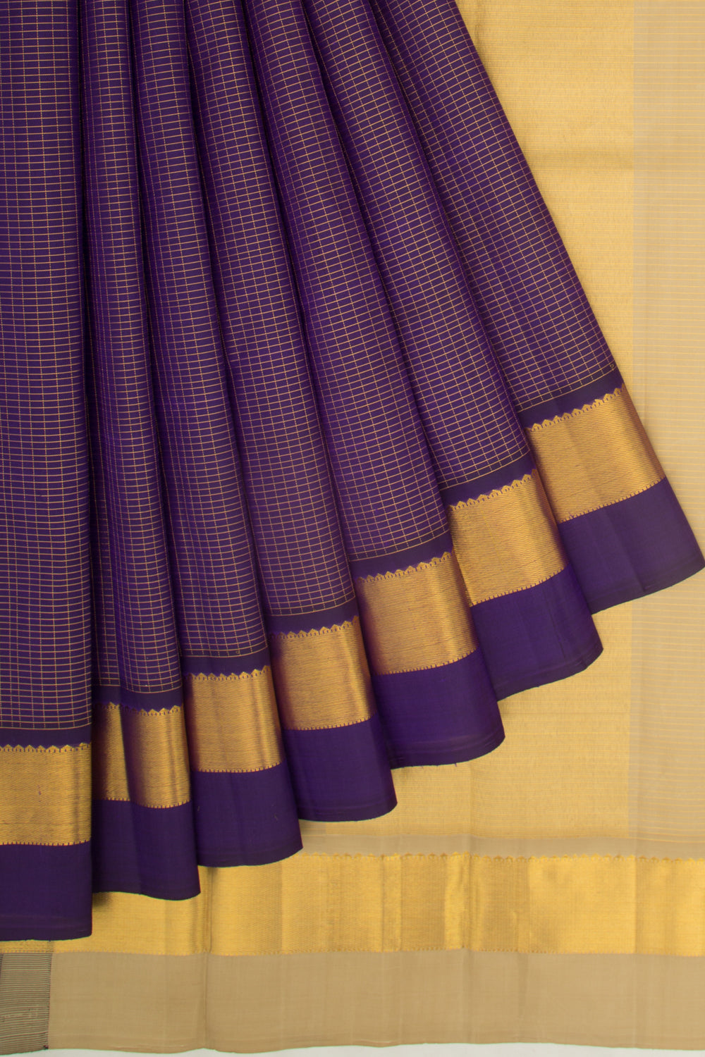 Kanchipuram Silk Checks Violet Saree
