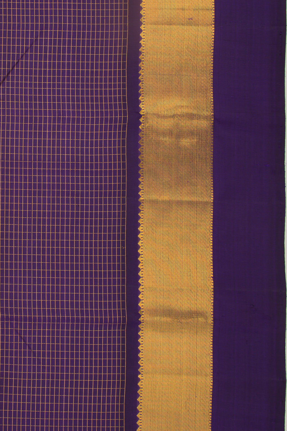 Kanchipuram Silk Checks Violet Saree