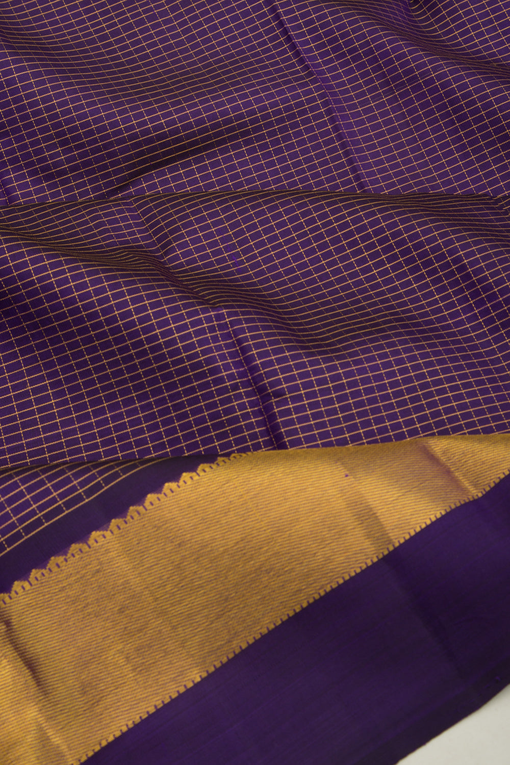 Kanchipuram Silk Checks Violet Saree
