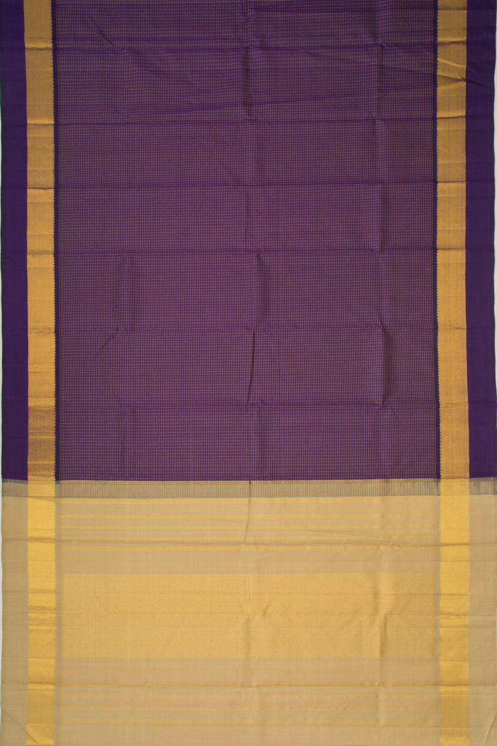 Kanchipuram Silk Checks Violet Saree