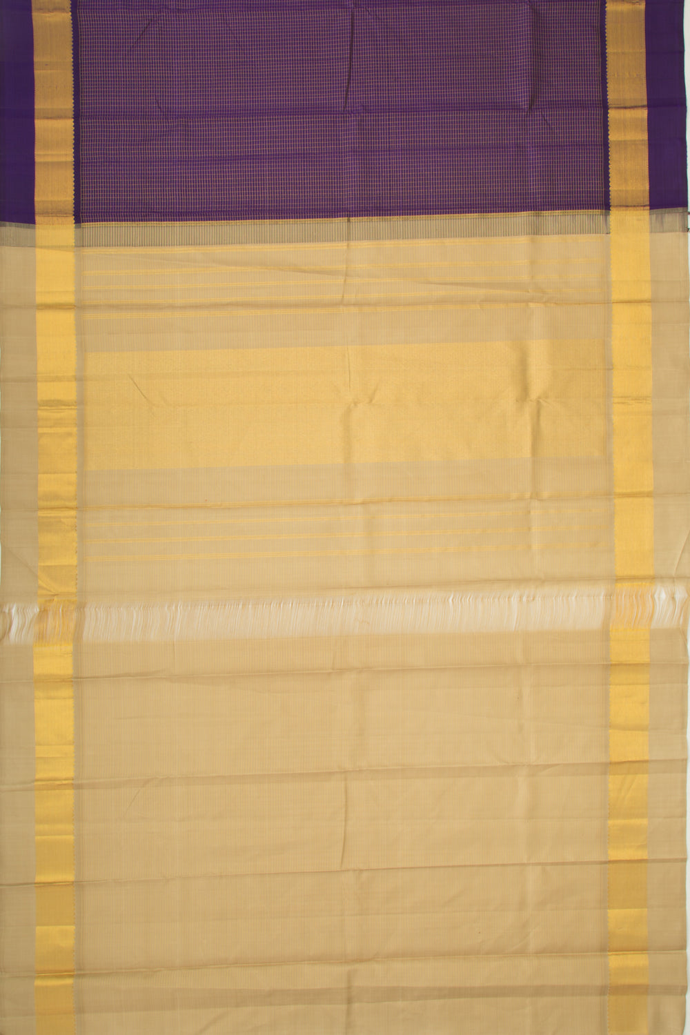 Kanchipuram Silk Checks Violet Saree