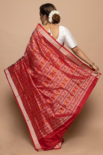 Sambalpuri Silk Ikat Brown Saree