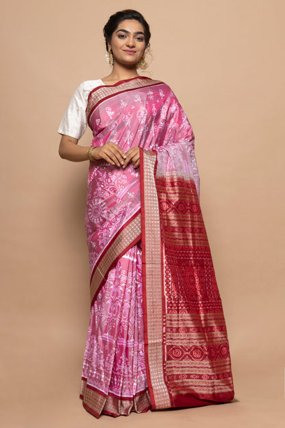 Sambalpuri Silk Ikat Pink Saree