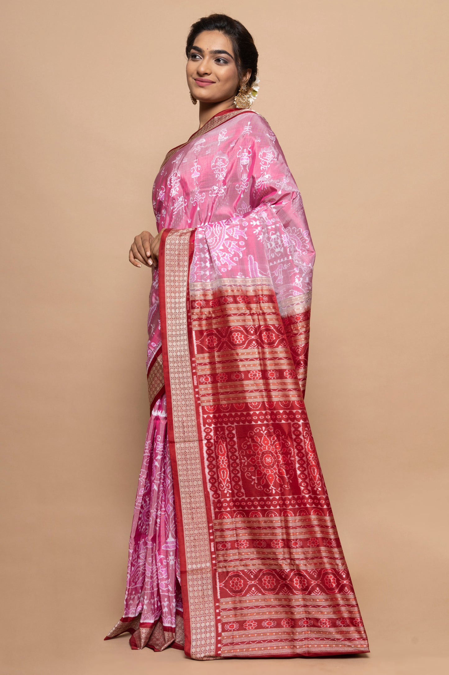 Sambalpuri Silk Ikat Pink Saree