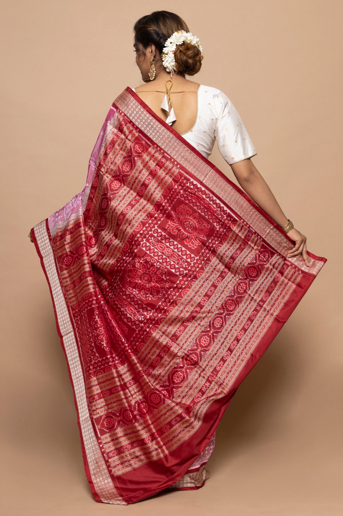 Sambalpuri Silk Ikat Pink Saree