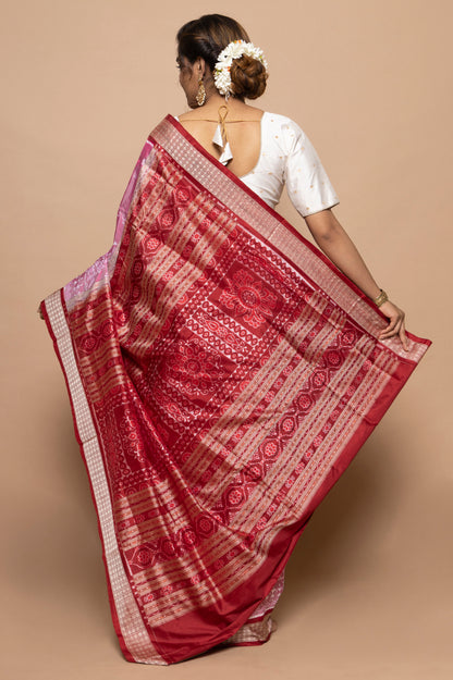 Sambalpuri Silk Ikat Pink Saree