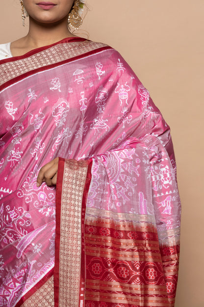 Sambalpuri Silk Ikat Pink Saree