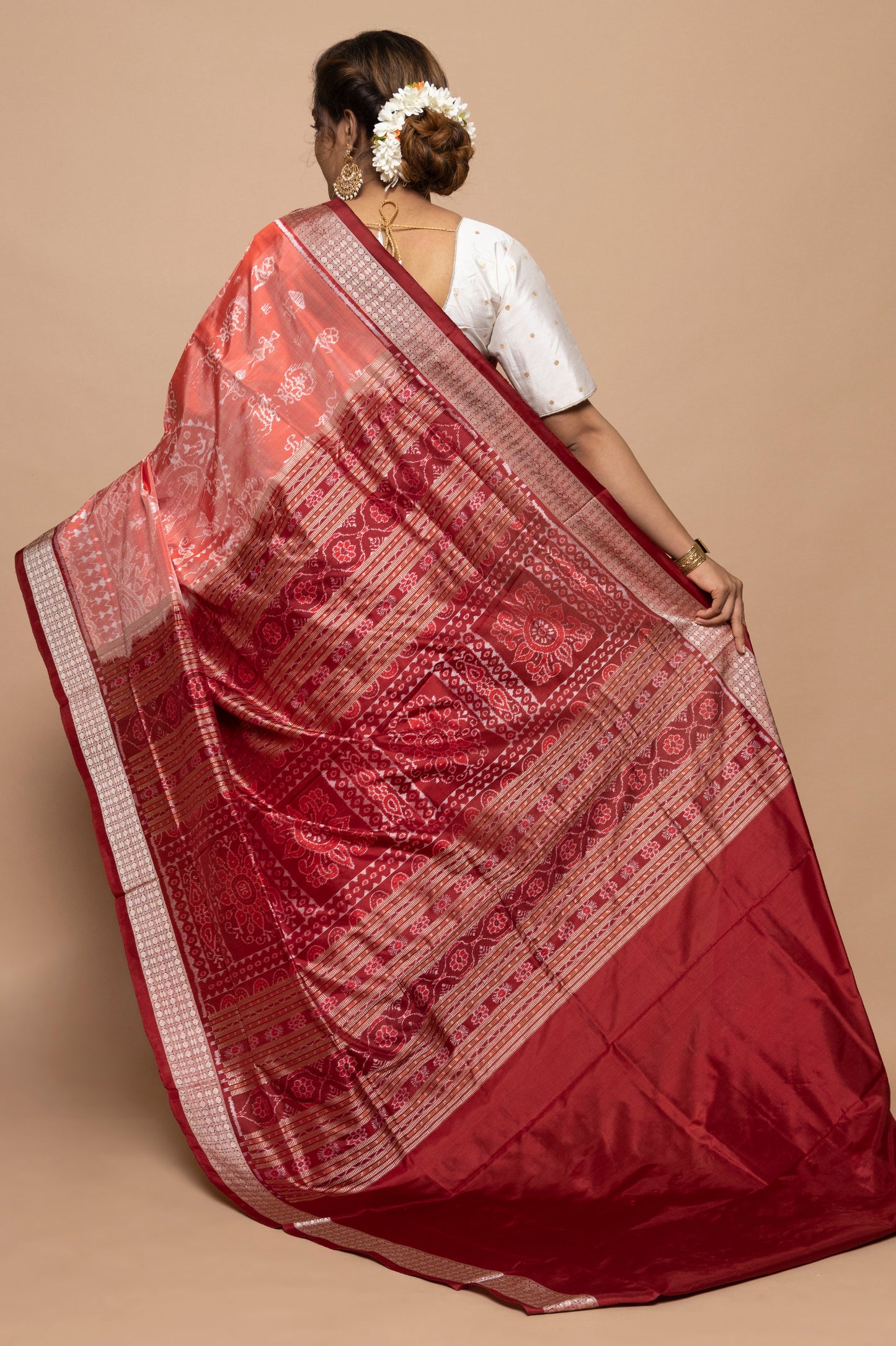 Sambalpuri Silk Ikat Orange Saree