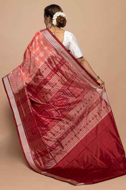 Sambalpuri Silk Ikat Orange Saree