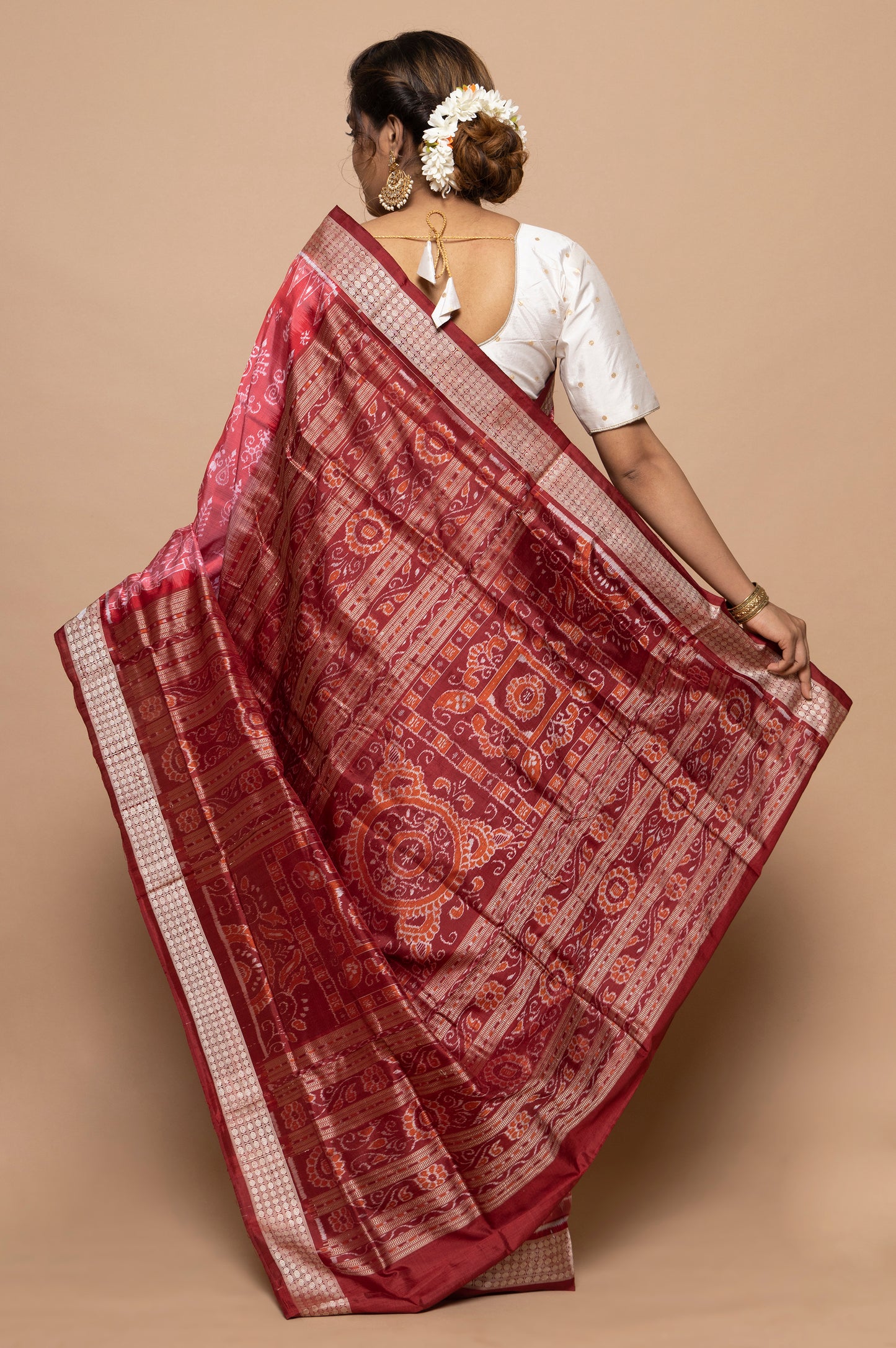 Sambalpuri Silk Ikat Pink Saree