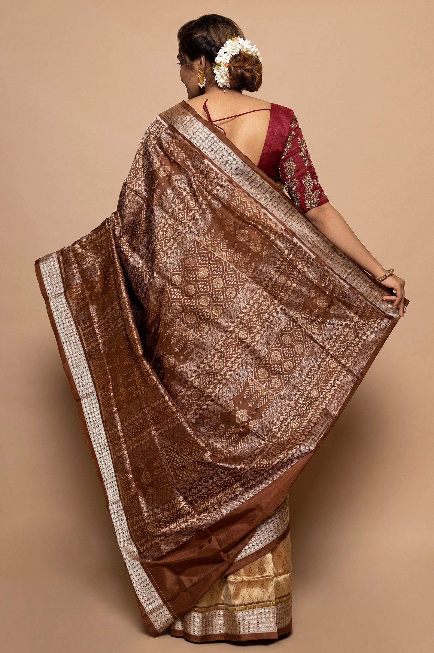 Sambalpuri Silk Ikat Beige Saree