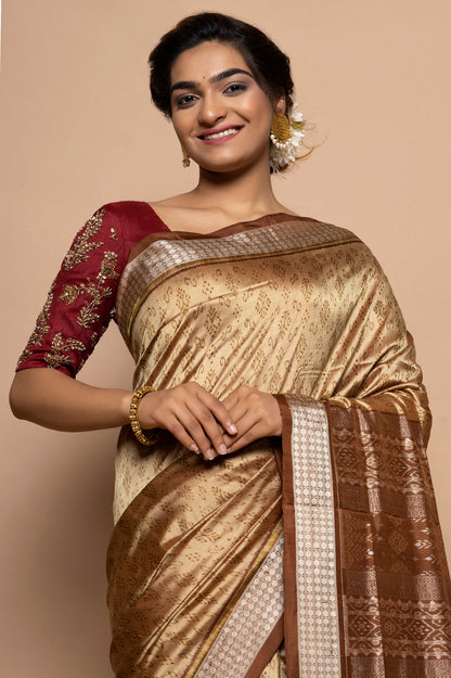 Sambalpuri Silk Ikat Beige Saree