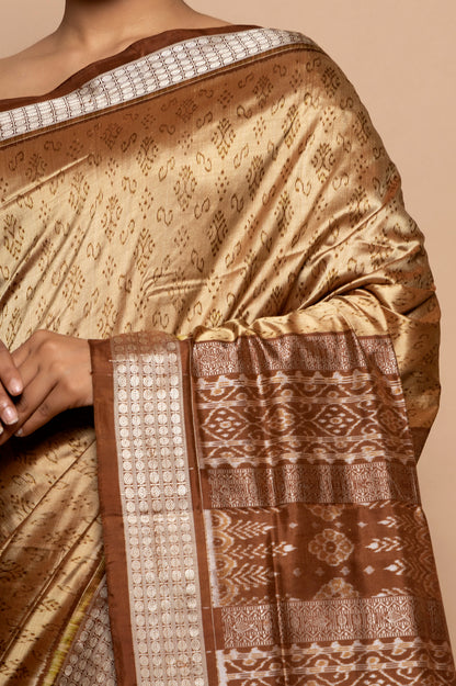 Sambalpuri Silk Ikat Beige Saree
