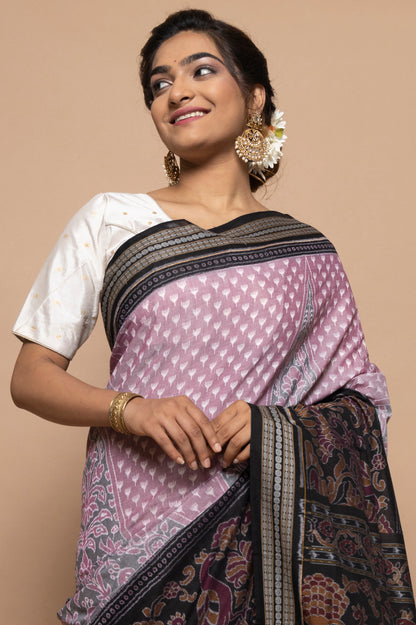 Sambalpuri Silk Ikat Lavender Saree