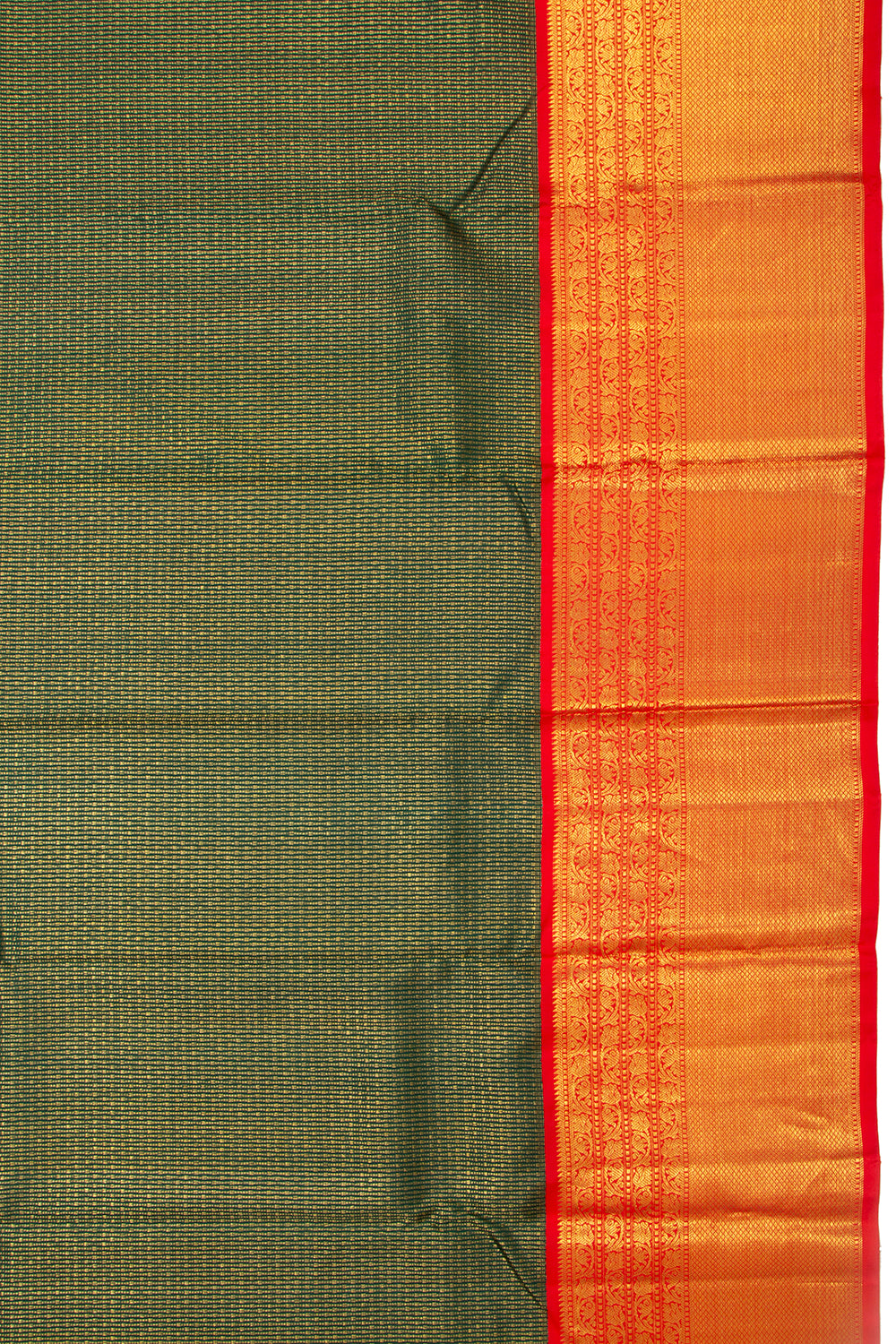 Kanchipuram Silk Vertical Lines Green Saree