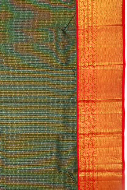 Kanchipuram Silk Vertical Lines Green Saree