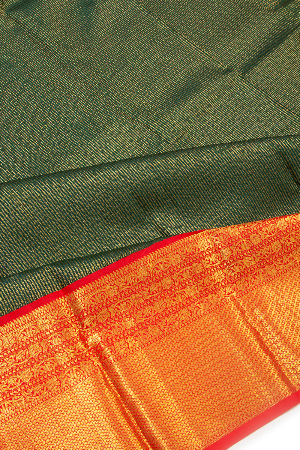 Kanchipuram Silk Vertical Lines Green Saree