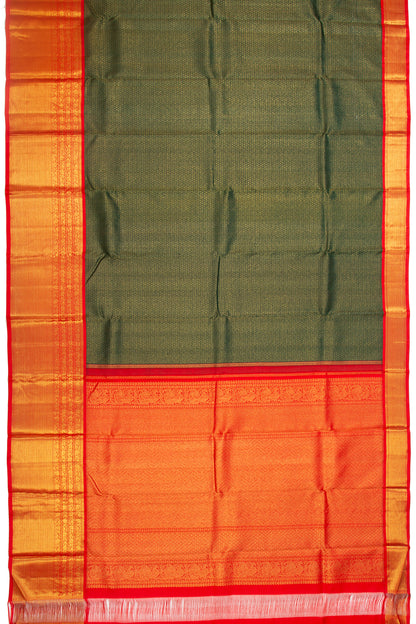 Kanchipuram Silk Vertical Lines Green Saree