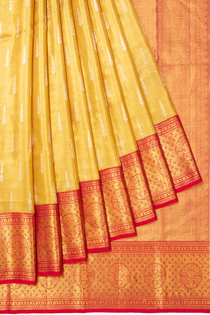 Kanchipuram Silk Tissue Butta Gold Saree