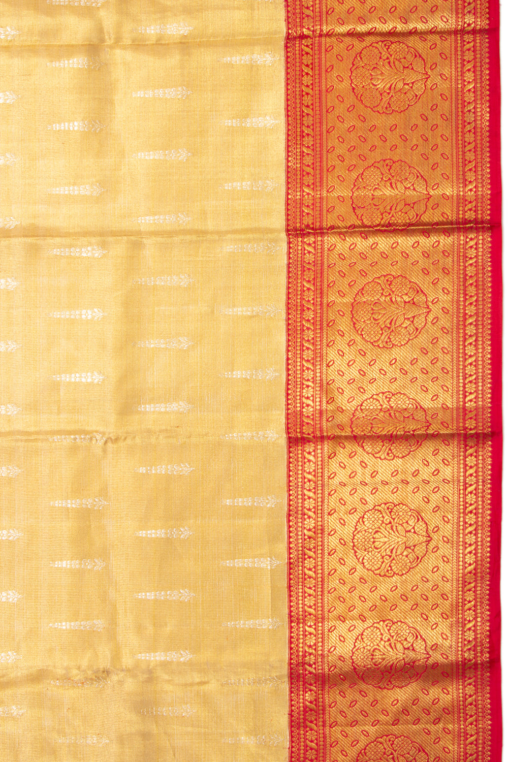 Kanchipuram Silk Tissue Butta Gold Saree