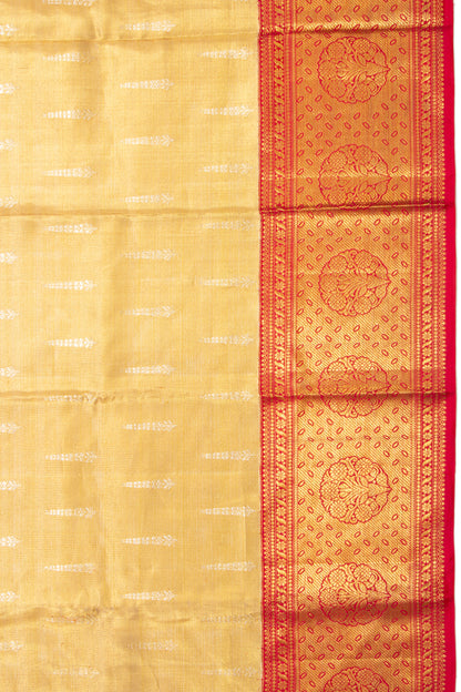 Kanchipuram Silk Tissue Butta Gold Saree