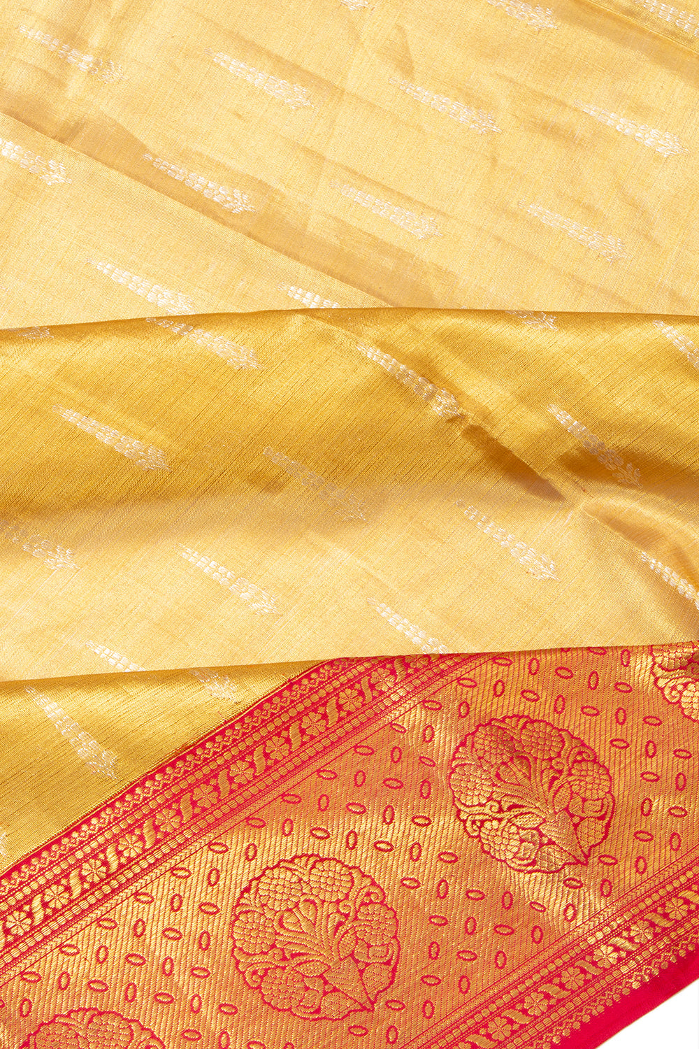 Kanchipuram Silk Tissue Butta Gold Saree