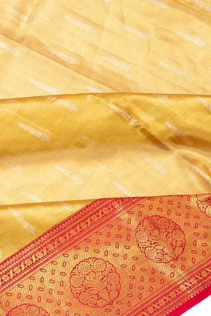 Kanchipuram Silk Tissue Butta Gold Saree