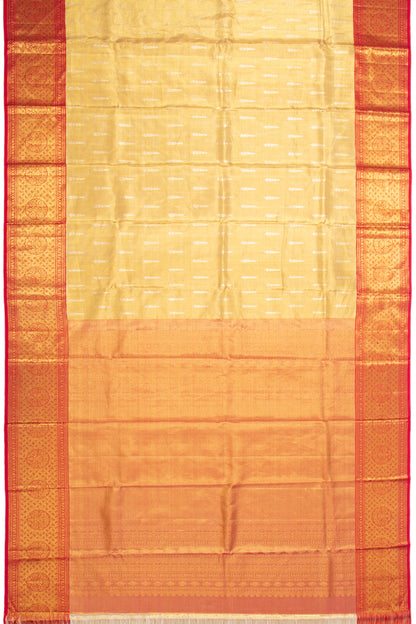 Kanchipuram Silk Tissue Butta Gold Saree