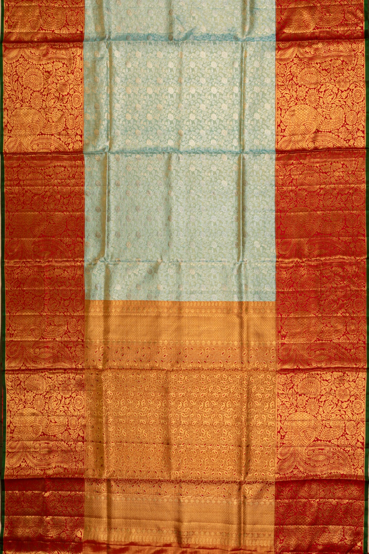 Kanchipuram Silk Tissue Brocade Sky Blue Saree