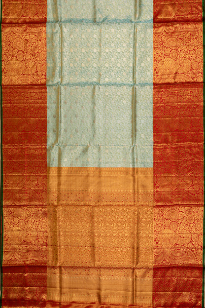 Kanchipuram Silk Tissue Brocade Sky Blue Saree