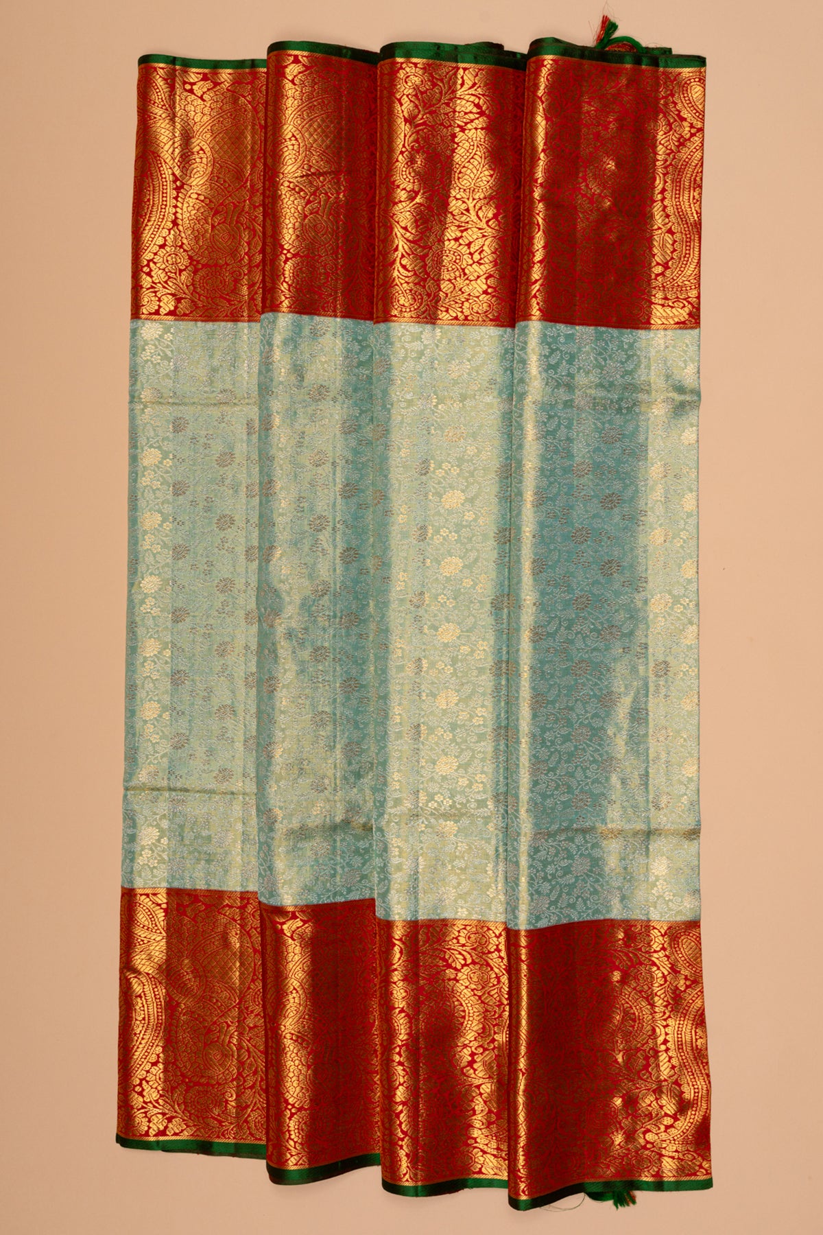Kanchipuram Silk Tissue Brocade Sky Blue Saree