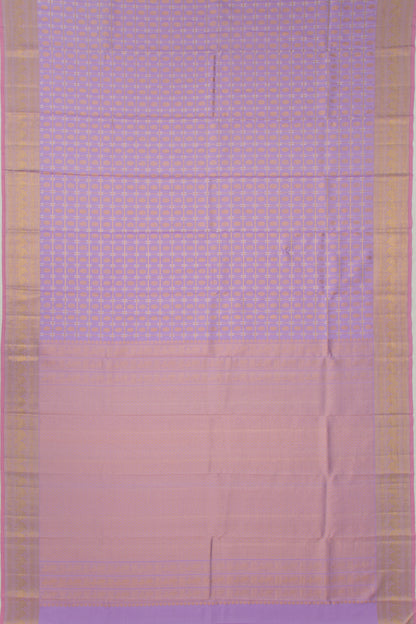 Kanchipuram Silk Checks And Butta Lavender Saree