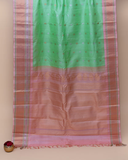 Gadwal Silk Butta Sea Green Saree