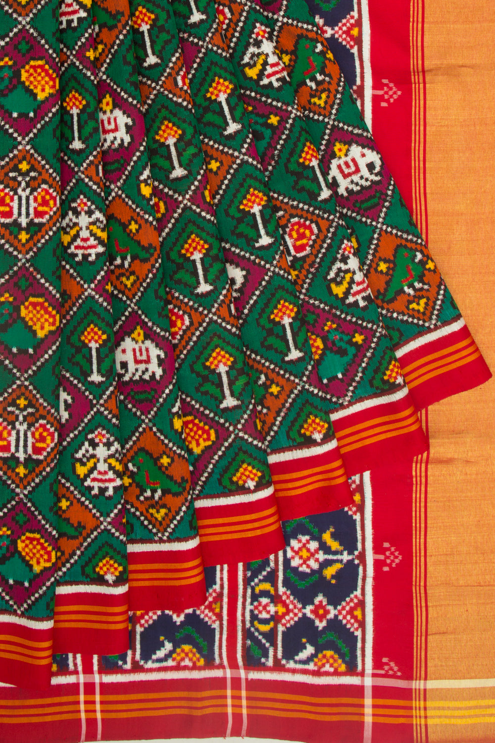 Patan Patola Silk Ikat 5 Figure Multicolour Saree