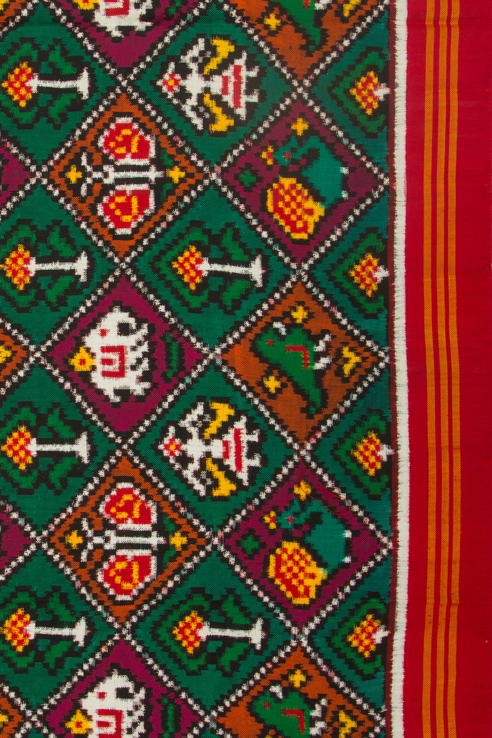 Patan Patola Silk Ikat 5 Figure Multicolour Saree