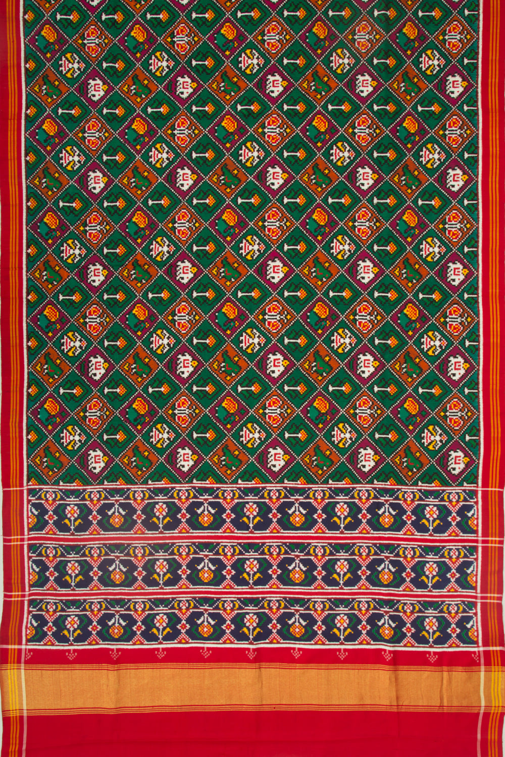 Patan Patola Silk Ikat 5 Figure Multicolour Saree